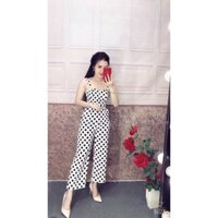 Jumpsuit dài chấm bi hai dây siêu xinh