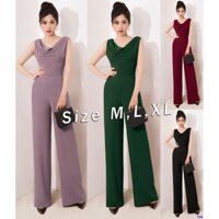 Jumpsuit Dài Cổ Đỗ Ống Suông Sang Trọng