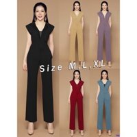 Jumpsuit Dài Ống Suông Phối Lưới Sang Trọng