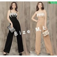 Jumpsuit - Đồ bay dài 2 dây cúp ngực phối ren nổi cực hot - AV5786