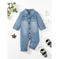 Jumpsuit jean cho bé họa tiết hươu - Hãng SHEIN