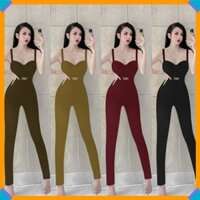 Jumpsuit nữ dáng dài ống ôm cúp ngực 2 dây kèm belt xinh xắn TJ1174