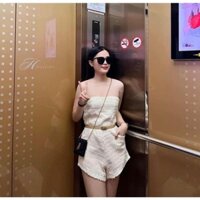Jumpsuit nữ zum đai nâu váy cúp ngực váy đầm nữ váy tiểu thư sang chảnh shop MIN DESIGN