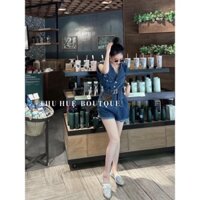 Jumpsuit short cổ sơ mi siêu sang