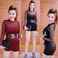 JUMPSUIT SHORT TAY DÀI PHỐI LƯỚI