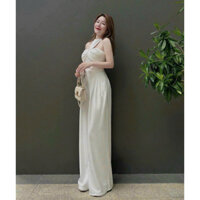 Jumpsuit Thiết Kế Cổ Chéo, Đồ Bay Nữ, Set Bộ nữ Ống Rộng Dài, Áo Nữ Cổ Chéo, Jump Nữ Ôm Eo, Đồ Bộ Nữ Dính Liền