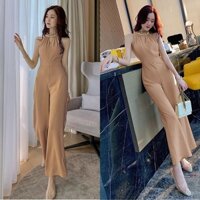 Jumpsuits Dài Cổ Yếm Đính Hạt Phong Cách Hàn Quốc,Jumpsuit Dài Sang Trọng,Jump Cổ Yếm Xinh Xắn[MÃ VOUCHER VENE12345,XƯỞN