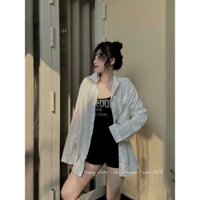 Jumpsuits thời trang nữ chất thun gân 2 dây kèm khoác lụa tay dài Họa tiết In chữ thiết kế trẻ trung