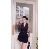 Jumsuit cổ vest  short phối tay