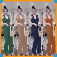 Jumsuit dài 🌸FREESHIP🌸 đồ jum dài ống suông áo sơ mi cổ yếm khoét ngực xinh xắn TJ1213