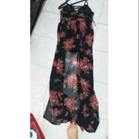 Jumsuit short Hoa đỏ đen