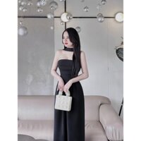 Jumsuit Thiết Kế Nữ Chất Tuyết Mưa Cúp Ngực Kèm Mút Phối Dây Đai Tạo Kiểu Mix Quần Ống Suông Sang Trọng Nư Tính