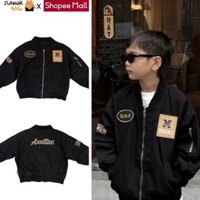 Juniorkic Áo bomber áo khoác bé trai bo gấu túi ngực khóa kéo khóa tay áo thu đông áo gió unisex chất lượng cao cấp