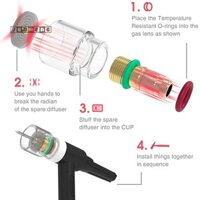 Junmeng 7 chiếc Đèn pin hàn TIG Ống kính khí #12 Pyrex Cốc Thủy Tinh Liên Hệ Đầu Bộ Cho WP-17 / WP18 WP26 Dụng Cụ Phần Chịu Nhiệt Cốc Đẹp