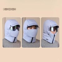 Junmeng Nhật Bản Hàn Quốc Áo Khoác Xuống Tối Giản Mũ Bảo Vệ Tai Cotton Cho Nữ Mặt nạ Mùa Đông Trượt Tuyết Ushanka Mũ Nga Có Mặt nạ Đẹp