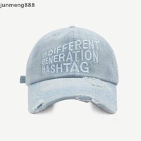 Junmeng888 Thêu Chữ Mũ Bóng Chày Đường Phố Rửa Denim Đục Lỗ Mỏ Vịt Mũ Đẹp
