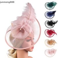 Junmeng888 Tính Khí Nữ Mũ Lông Vũ Cocktail Tiệc Trà Mũ Đa Năng Thanh Lịch Phụ Kiện Tóc Quà Tặng Đẹp