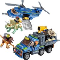 Jurassic Dinosaurs Park Animals World 3 Raptor Tyrannosaurus Building Bricks Dinos Triceratops Truck Helicopter