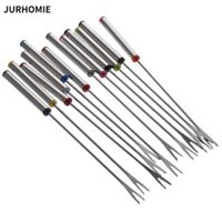Jurhomie 12 Cái Nĩa Fondaue, Nĩa Fondaue phô mai 9,5 Inch bằng thép không gỉ, Tay cầm chặn nhiệt có thể tái sử dụng nhiều màu Dĩa trái cây