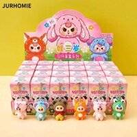 Jurhomie 24 hộp / bộ Hộp đựng móc khóa cho bé gái Powerpuff Đồ chơi PVC, Quà tặng cho bé Ba con gấu bơ bí ẩn Búp bê