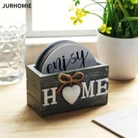 Jurhomie 6 Cái / bộ Bộ Đồ Ăn Nhà Bếp, Đế Lót Ly Cách Nhiệt Bằng Gỗ, Hộ Gia Đình Nhà Tình Yêu Cốc Khay Trang Trí