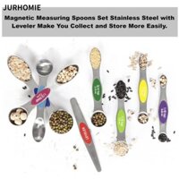 Jurhomie 8 Cái / bộ Bộ Thìa Đo, Thìa Bảo Quản Hai Đầu Chống Rỉ Sét, Hai Mặt Cao Cấp Với Leveler Từ Hút Muỗng Gia Vị Nấu Ăn