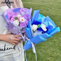 Jurhomie Bó Hoa Hồng, Hoa Cẩm Thạch Hoa Nhân Tạo, Quà Tặng Nhân Tạo 7 Đầu Hoa Xà Phòng Hoa Trang Trí Hoa Giả Ngày Lễ Tình Nhân