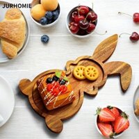 Jurhomie Bunny Khay Gỗ, Hộp Đựng Thực Phẩm Trang Trí Trái Cây Đĩa Kẹo Món Tráng Miệng, Đĩa Phục Vụ Lễ Phục Sinh Dụng Cụ Nhà Bếp Khay Đựng Phô Mai Bằng Gỗ Cho Dụng Cụ Làm Bánh Tân Gia