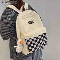 Just STAR Board Ba Lô Đi Học Kẻ Sọc Caro Đơn Giản Sức Chứa Lớn Phong Cách Hàn Quốc Cho Nữ Sinh Trung Học Trung Học