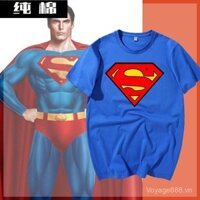 Justice League Superman Áo thun ngắn tay Cotton nguyên chất nửa tay thể thao thông thường hàng đầu