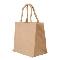 Jute Burlap Tote Bags - Natural Burlap Bags with Cotton Handles - (12 Pack/Medium) - Reusable Tote Bags with Laminated Interior - Shopping Bag/Groc...