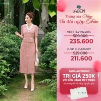 Juýp A kẻ đính cúc giữa thiết kế cao cấp nhà Laeem, LJ1A24007 kiểu dáng dài thanh lịch sang trọng