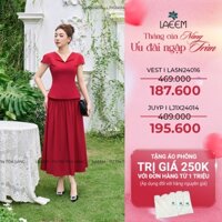 Juýp xòe nhún hông thiết kế cao cấp nhà Laeem, LJ1X24014 vải rubi với dáng xòe cơ bản sang trọng