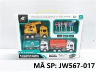 JW567-017 HỘP XE CT TRỚN 3C (CẨU, HỐT RÁC, BỒN) + BIỂN BÁO TL 1:32 Engineering
