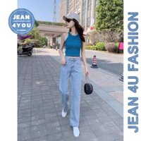 [JY19] Quần jean bò ống rộng suông nữ jeans cạp cao phong cách Hàn Quốc 3 size S M L hót 2021 2022