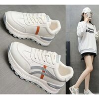 K-1#(Hàng QC- porm gọn)Giày Thể Thao Nữ Nâng Đế Sneaker Nữ Vạch Sọc,Siêu Thoáng ,Nhẹ Êm Chân