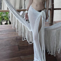 K Dệt Kim Váy Dài Ren-Up Châu Âu Mỹ Phong Cách Bali Đảo Thái Lan Gợi Cảm Thanh Lịch Dài Phong Cách Bao Bụng Thịt Bikini Trận Đấu