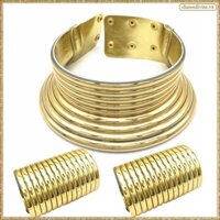 [K O G X] Bộ trang sức vòng cổ châu Phi Vòng tay hai tay phóng đại Bộ trang sức cưới nữ Vàng