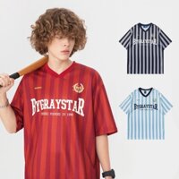 K Tazi Áo thun áo boy phố cổ chữ V tay ngắn áo thun oversize vải lưới phong cách đường phố Mỹ unisex