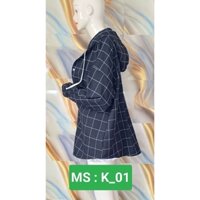 K_01 áo khoác kẻ sọc caro chống nắng phom rộng nam nữ UNISEX dưới 75 kg .