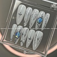 [K01] Bộ Nailbox TK Y2k Tone Trắng Gạo Mắt Mèo