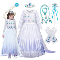 K11 Trẻ Em Elsa Đầm Công Chúa Cho Bé Gái Trắng Đính Kim Sa Lấp Lánh Lưới Dài Váy Halloween Lễ Hội Sinh Nhật Quần Áo Nữ Hoàng Tuyết Vestidos