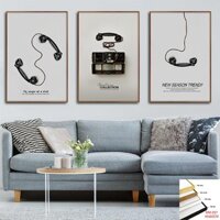 K150-Cao Cấp - Bộ 3 Tranh Treo Tường Vintage Điện Thoại Bàn Cổ - Trang trí Homestay Quán Cafe Khách sạn- Melyhome Decor