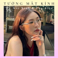 K256 Mắt Kính Gọng Oval Đính Đá Trái Tim Siêu Đẹp