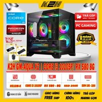 K2H GM-AQUA X2 | H510/ CORE I3 10105F/ RAM DDR4 16G – 3200/ RX 580 8G/ SSD 256G/ 550W + TẢN THÁP RGB + 5 FAN LED