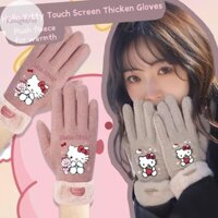 K2nightfee Kawaii Hello Kitty Găng Tay Giữ Nhiệt Màn Hình Cảm Ứng Sanrio KT Cat Ấm Áp Chống Gió Dày Full Ngón Găng Tay Chạy Xe Đạp VN