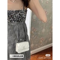 K3IT CHAN EL 2022 new enamel handle bag mobile phone bag 22s silver chain bag rhombus chain bag