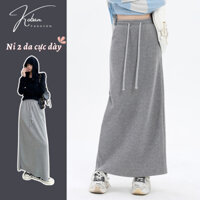 [KA17 - 90cm] Chân váy nỉ chữ A KOBAN chân váy dáng dài suông đơn giản tôn dáng đi học đi làm đi chơi màu xám đen