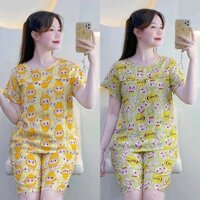 KA66 - Size 3XL (75-80kg) Đồ bộ Tole Lanh Nữ Quần Lửng Áo Có Tay Women