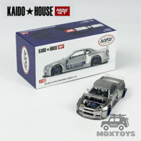 Kaido House x MINI GT 1: 64 Skyline GT-R (R34) Kaido Works SHINJUKU V1 Xe mô hình đúc màu bạc